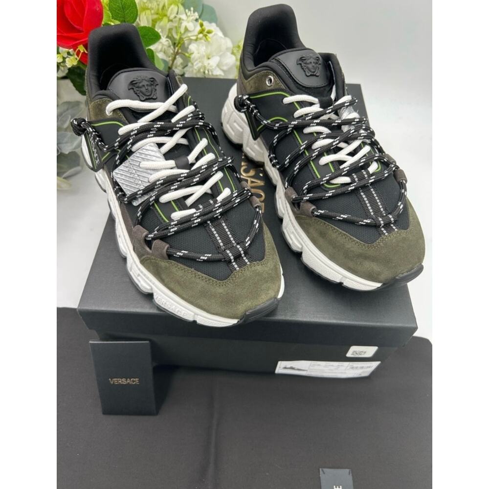 Men's Versace TRIGRECA suede/leather sneakers size 44/11 made in Italy